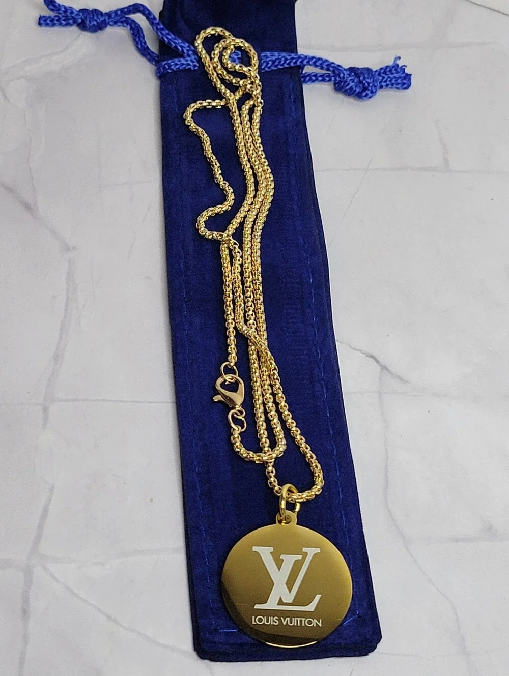 LV Double Sided Engraved Logo, Gold Plated 24